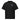 Front view of a box tee in black. A small graphic sits high on the left chest: a loose, hand-drawn halo ring in white tilted above a sharp six-pointed star in soft violet. Both shapes print flat, the ring's brushed edges left rough and unfinished.