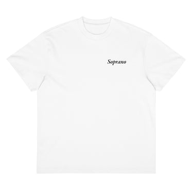 ENCORE box tee, white, full, front, flat