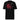 Back view of an t-shirt in black. HSR Evernight inspired design shows a large abstract red flower graphic in the center. Above the flower, text reads “veil” with a red circular stamp containing a chinese character.
