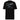 Back view of an t-shirt in black. Design is a structured typographic design across the upper back. The composition features a numbered sequence from one to six, each paired with Latin or pseudo-Latin text. The layout is horizontal with thin dividing lines and varied type treatments, creating a grid-like visual system.