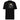 Back view of an t-shirt in black. Design shows a rectangular grayscale graphic centered on the upper back showing a lighthouse shining into darkness. Above the image is a yellow label reading “LIGHTKEEPER,” surrounded by thin white grid lines and handwritten script text for a technical, conceptual design aesthetic