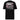 Back view of a t-shirt in black. A large rectangular back graphic layers an ornate hall interior in high-contrast greyscale beneath oversized roman numerals 'XXXVII' and a serif 'IN SILENTIO' wordmark. Dusty pink text bars carry a short poem down the left edge, cut through by thorned starburst linework in the same pink.