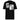 Back view of a t-shirt in black. A large two-panel composition fills the back. On the left, a halftoned portrait with a solid black bar across the eyes; to the right, a wider panel of sweeping feathers in heavy contrast. The words "pas" and "d'aveu" float above them in a fine serif, the letters spaced apart and drifting.