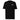 Front view of an t-shirt in black. Design features a small logo on the upper chest featuring the words "spook shack" in a stacked, stylized font, with abstract horizontal brush strokes layered behind the text.
