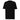 Front view of a t-shirt in black. Left plain with no print on the front, the graphic sits entirely on the back of the garment.