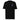 Front view of a t-shirt in black. A small graphic sits high on the left chest: a loose, hand-drawn halo ring in white tilted above a sharp six-pointed star in soft violet. Both shapes print flat, the ring's brushed edges left rough and unfinished.