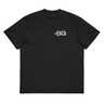 Front view of a box tee in black, flat. A small graphic on the left chest features the number "#83" in a bold, three-dimensional font, layered with several abstract shapes including a key.