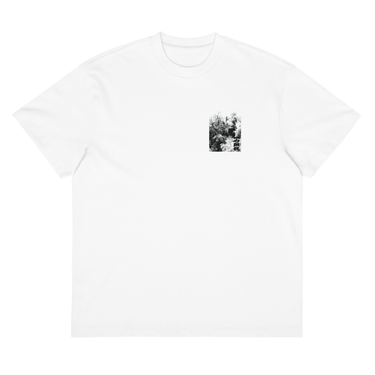 ONCE MORE box tee, white, full, front, flat
