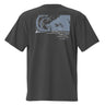 Back view of an oversized tee in black. Design is a large back graphic featuring a silouhette, line lined illustration with a caprinae like silhouette overlaid on the right side. Below the main graphic is a numbered list of phrases including "Late-Night Hours," "Secret Friend," "The Best Partner," and "The Never Ending Journey," followed by the words "FAIRYTALES & ETHEREALS" at the bottom.