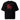 Back view of an oversized tee in black. HSR Evernight inspired design shows a large abstract red flower graphic in the center. Above the flower, text reads “veil” with a red circular stamp containing a chinese character.