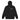 Front view of a zip hoodie in black. A bold 'DECIMATION' wordmark sits on the left chest in crisp white type, with a small red sparkle accent stamped beside it.