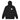 Front view of a zip hoodie in black. A small halftoned panel sits on the left chest: a bare, leafless tree standing over dark undergrowth, printed with a woven fabric texture and rough torn edges. Below it the words "pas seul" are set in a fine serif, the letters scattered and stepping down to the right.
