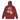 Back view of a Zip Hoodie in Burgundy. a large back graphic centered on a jagged, torn-map style emblem in white with a glowing star burst at its center, layered over angled orange-red geometric panels resembling sail or flag fragments, alongside a bold two-line wordmark, a short block of descriptive text, and a smaller diagonal wordmark near the hem