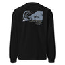 Back view of an longsleeve in black. Design is a large back graphic featuring a silouhette, line lined illustration with a caprinae like silhouette overlaid on the right side. Below the main graphic is a numbered list of phrases including "Late-Night Hours," "Secret Friend," "The Best Partner," and "The Never Ending Journey," followed by the words "FAIRYTALES & ETHEREALS" at the bottom.