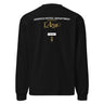 Back view of a longsleeve in Black. A stacked graphic fills the upper back: "AIRSPACE PATROL DEPARTMENT" in heavy white capitals, "GLORIA NOS DUCIT" in smaller gold capitals beneath it, then "L'Azur" in a large gold script with a long trailing flourish. Below sit a small white box lettered "FIRST SPEAR" in black, a weathered gold seal stamp carrying two characters, and "gen 5" in gold.