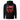 Back view of a hoodie in black. A large HUD-style graphic dominates the upper back, pairing a bold 'DEPART' wordmark with the stacked characters '启行' above a jagged red banner shaped like a torn transit map, its silhouette faintly tracing a figure's profile. Dense micro-typography runs down both sides in vertical blocks of English verse about starlight and a dead sun, framed by sunburst icons, a small red stamp reading '旅未终,' and a technical grid header labeled '2nd/SP.'