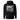 Back view of a hoodie in black. A large rectangular back graphic layers an ornate hall interior in high-contrast greyscale beneath oversized roman numerals 'XXXVII' and a serif 'IN SILENTIO' wordmark. Dusty pink text bars carry a short poem down the left edge, cut through by thorned starburst linework in the same pink.