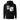 Back view of a hoodie in black. A large two-panel composition fills the back. On the left, a halftoned portrait with a solid black bar across the eyes; to the right, a wider panel of sweeping feathers in heavy contrast. The words "pas" and "d'aveu" float above them in a fine serif, the letters spaced apart and drifting.