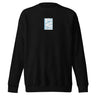 Front view of an sweatshirt in black. Design is a bitmapped illustration of Seed from Zenless Zone Zero, in a small centered rectangular graphic on the chest. The graphic is composed of light tones.