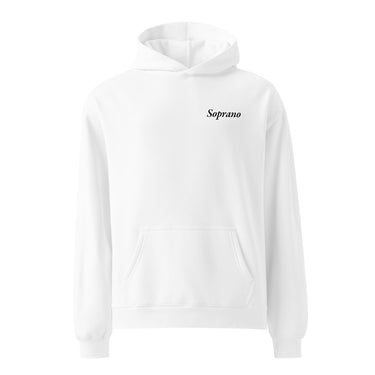 ENCORE oversized hoodie, white, full, front, ghost
