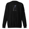 Front view of a solid-colored sweatshirt. A graphic on the chest resembles a technical blueprint or geometric analysis of the number zero, complete with labels and measurement lines.