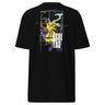Back view of a solid-colored shirt. A large, complex collage graphic on the upper back is framed by the lines of the golden ratio spiral. It features a high-contrast illustration of a classical bust and the prominent, distressed text "VERITAS".