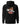 Back view of a solid-colored hoodie. A large, chaotic collage graphic on the upper back features stylized text, graffiti scribbles, and abstract textured shapes.