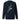 Back view of a solid-colored sweatshirt. A large, vertical collage graphic on the upper back is shaped like a lightning bolt and composed of various abstract textures, lines, and typographic elements.