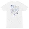 Back view of a solid-colored shirt. A large graphic on the upper back features a line-art portrait of the character Jingliu from Honkai: Star Rail. The design is layered with large, elegant script text and abstract background splotches.