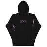 Front view of a solid-colored hoodie. A graphic centered on the chest features a stylized eye symbol framed by abstract blocky shapes. Below are the words "PERPETUITY", "INFINITY", and "ENDLESSNESS".