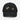 Front view of a solid-colored, distressed hat. The front features two different embroidered circular emblems with abstract patterns.