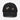 Front view of a solid-colored, distressed hat. The front features two different embroidered circular emblems with abstract patterns.
