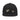 Front view of a solid-colored hat. The front features two different embroidered circular emblems with abstract patterns.