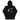 Front view of a solid-colored hoodie. The chest features a small signature and four different circular emblems, each containing a unique high-contrast, abstract pattern.
