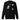 Front view of a solid-colored sweatshirt. The chest features a small signature and four different circular emblems, each containing a unique high-contrast, abstract pattern.